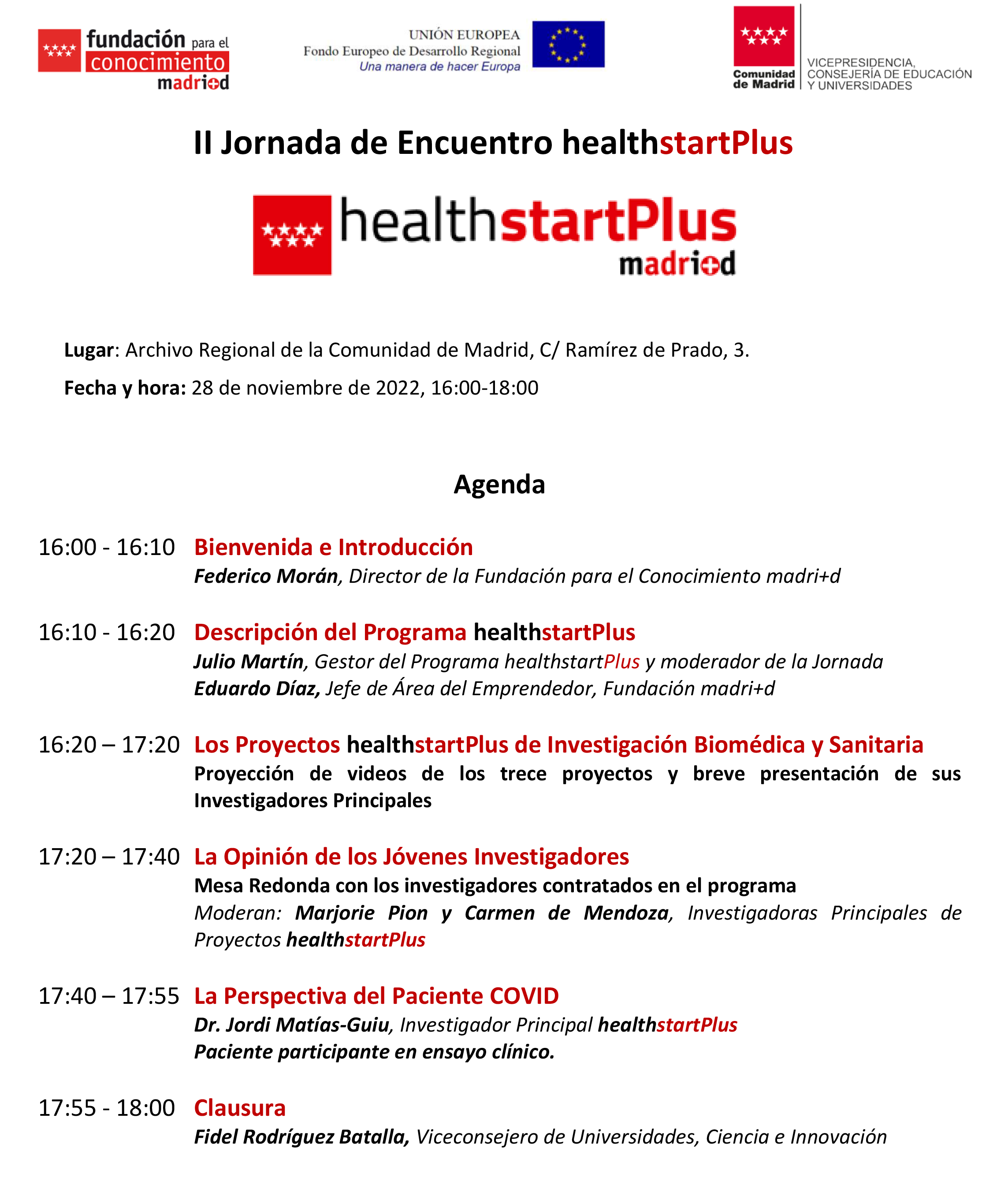 Agenda de la segunda jornada de encuentro