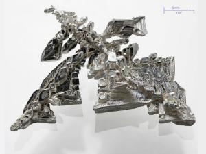 Un cristal de plata pura (> 99.95%), electrolítico sintético hecho con estructuras dendríticas visibles. Peso ≈11g. esta imagen se realizó a partir de 12 imágenes individuales mediante el apilamiento de foco / Alchemist-hp (WIKIMEDIA)
