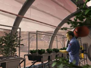 Recreación artística de un invernadero en Marte. / NASA