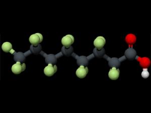 Estructura del compuesto PFOA. / Manuel Almagro Rivas (WIKIMEDIA COMMONS)